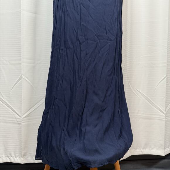 Reformation Pyper Dress Navy Blue Women's Size 4 Spaghetti Straps Maxi Gown Slit - Picture 7 of 13